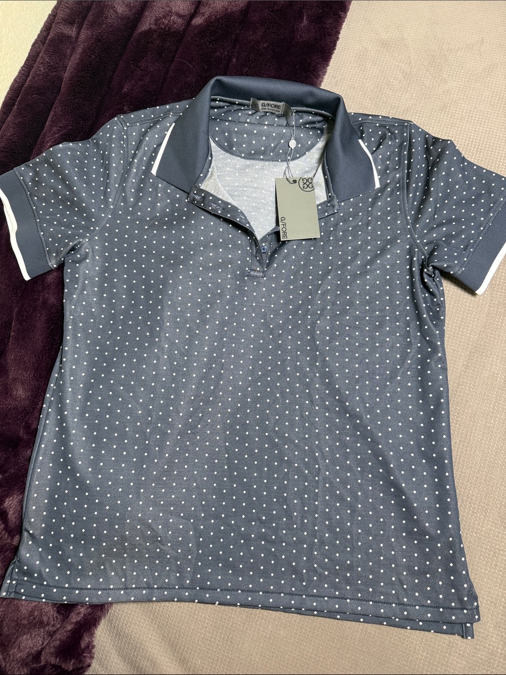 G/FORE Women’s Polka Dot Navy Polo NWT Sz XL